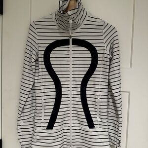 Striped Zip-Up Jacket with Black Accents